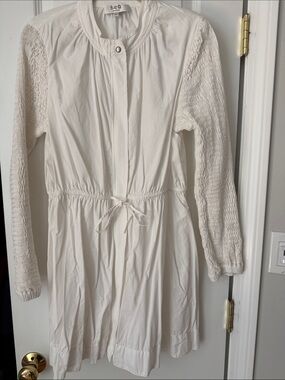 Sea New York white Mini Dress with Smocked Sleeves